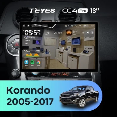 Штатная магнитола Teyes CC4 Pro 8/128 SsangYong Korando Sports (2005-2017) (13")