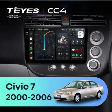 Штатная магнитола Teyes CC4 8/128 Honda Civic 7 (2000-2006) F3 Правый руль