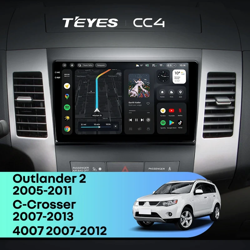 Штатная магнитола Teyes CC4 8/128 Peugeot 4007 (2007-2012) Тип-A