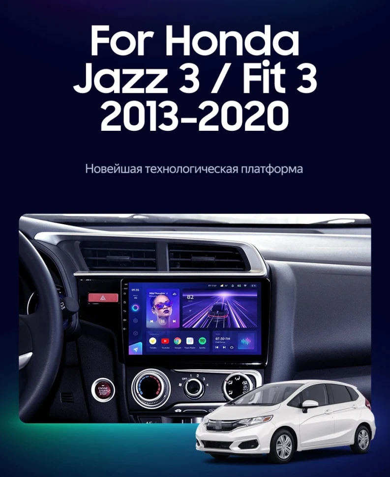 Штатная магнитола Teyes CC3 4/32 Honda Fit 3 (2013-2020) Тип-A