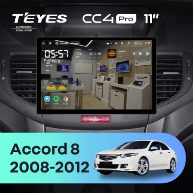 Штатная магнитола Teyes CC4 Pro 8/128 Honda Accord 8 (2008-2012) (11")