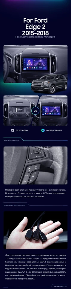 Штатная магнитола Teyes CC3 4/32 Ford Edge 2 (2015-2018) F2