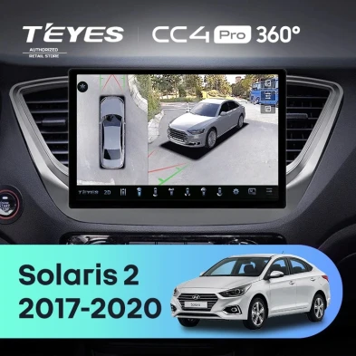 Штатная магнитола Teyes CC4 Pro 360 8/128 Hyundai Solaris 2 (2017-2020) F1 Тип-A (11")