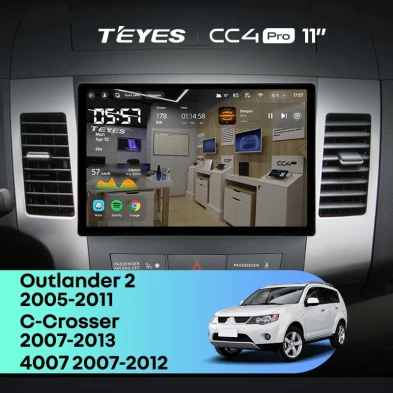 Штатная магнитола Teyes CC4 Pro 8/128 Mitsubishi Outlander 2 (2005-2011) Тип-A (11")