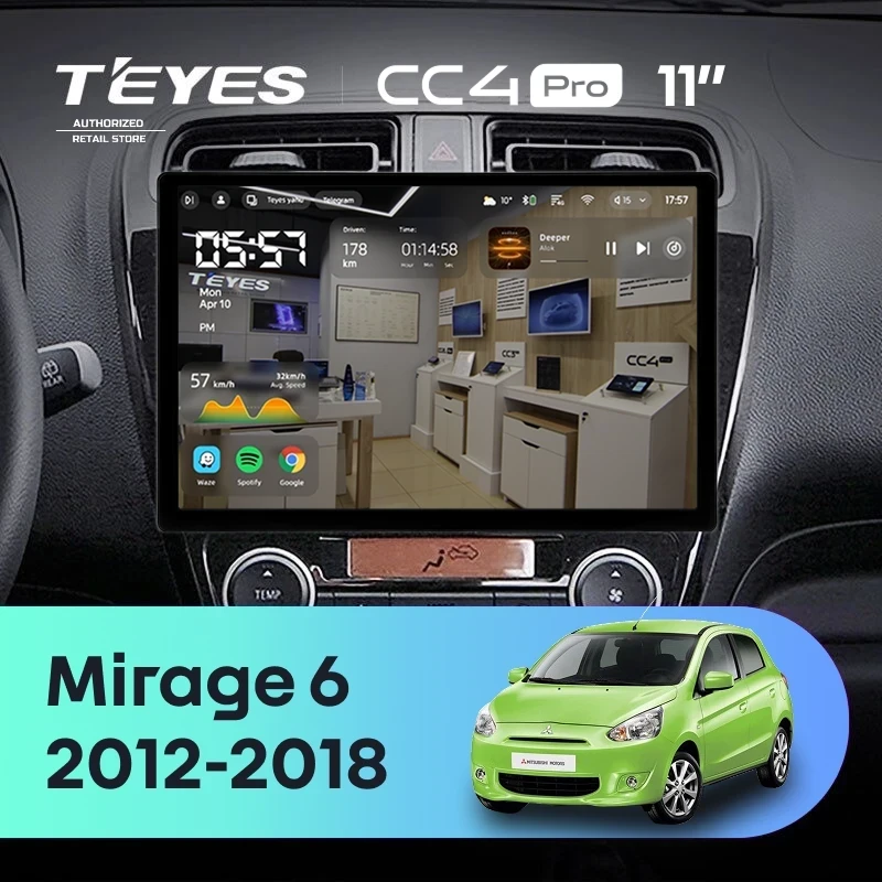 Штатная магнитола Teyes CC4 Pro 12/256 Mitsubishi Mirage 6 (2012-2018) (11")