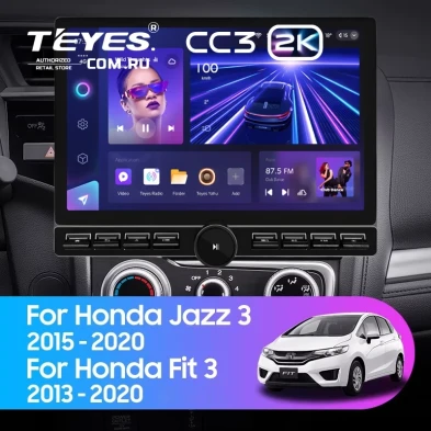 Штатная магнитола Teyes CC3 2K 6/128 Honda Fit 3 GP GK (2013-2020) Тип-B (13" с кнопками)