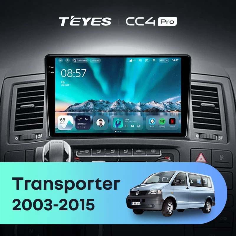 Штатная магнитола Teyes CC4 Pro 8/128 Volkswagen Transporter T5 (2003-2015)