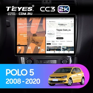 Штатная магнитола Teyes CC3 2K 6/128 Volkswagen Polo 5 (2008-2020) (13")
