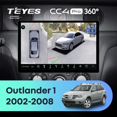 Штатная магнитола Teyes CC4 Pro 360 12/256 Mitsubishi Outlander 1 (2002-2008) F2 (13")