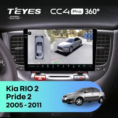 Штатная магнитола Teyes CC4 Pro 360 12/256 Kia Rio 2 (2005-2011) F2