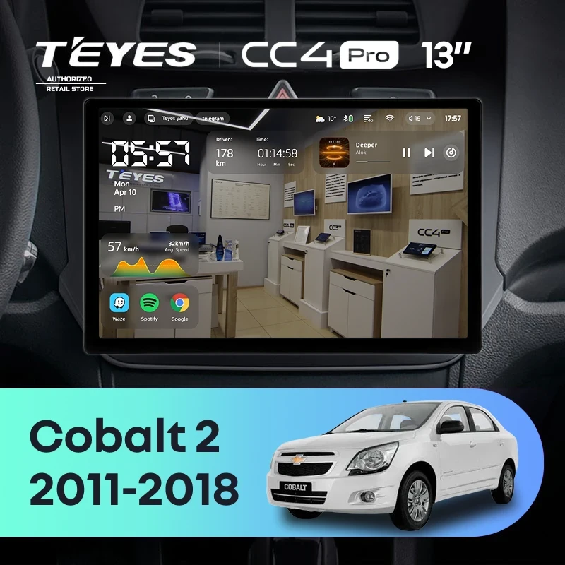 Штатная магнитола Teyes CC4 Pro 8/128 Chevrolet Cobalt 2 (2011-2018) (13")
