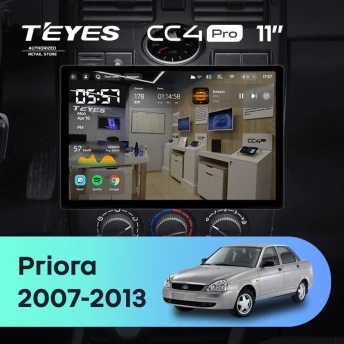 Штатная магнитола Teyes CC4 Pro 8/128 Lada Priora 1 (2007-2013) F2 (черная) (11")