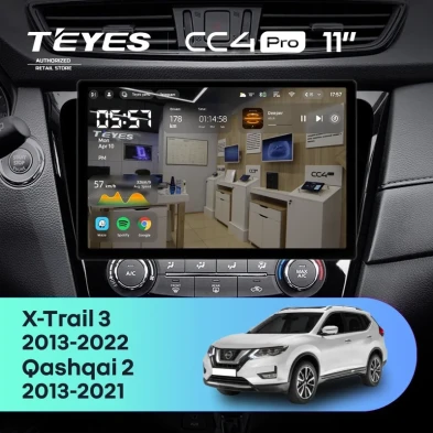 Штатная магнитола Teyes CC4 Pro 8/128 Nissan Qashqai 2 (2013-2021) F2 Тип-AВ (11")